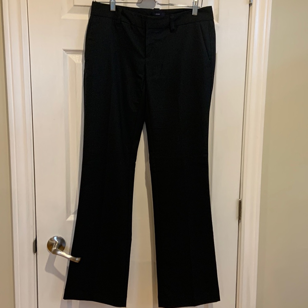 Black summer weight dress pants. Hip slung fit ( sits low on waist). Like new